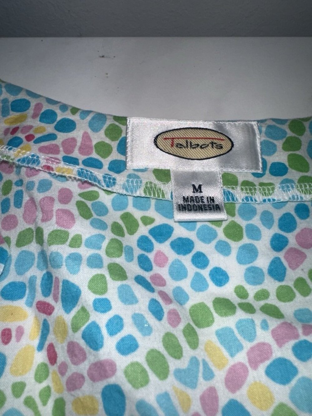 VTG Talbots Multicolor Mosiac Cotton Coverup Tunic Size M Resort Cruise Beach - Picture 3 of 7